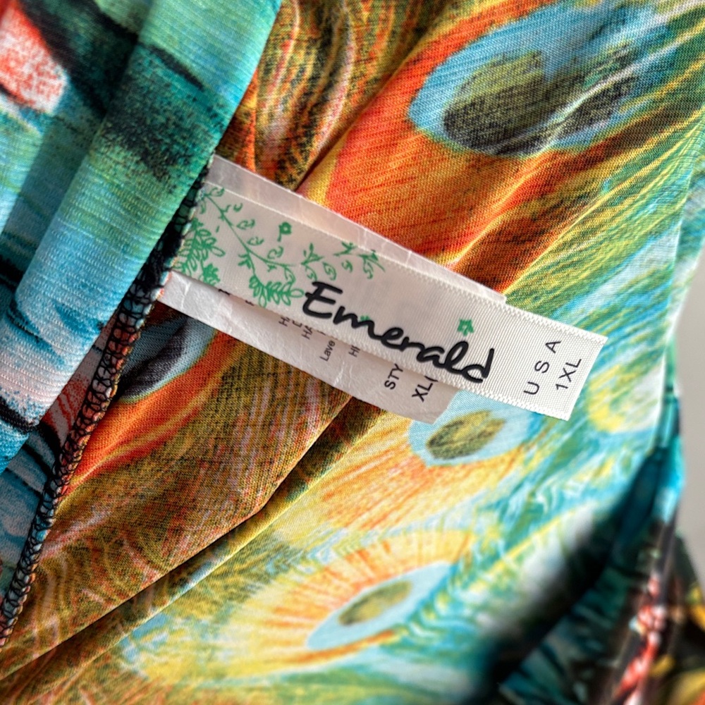 Emerald Strapless Multicolor Maxi Dress or Skirt Peacock Pattern - Picture 3 of 5